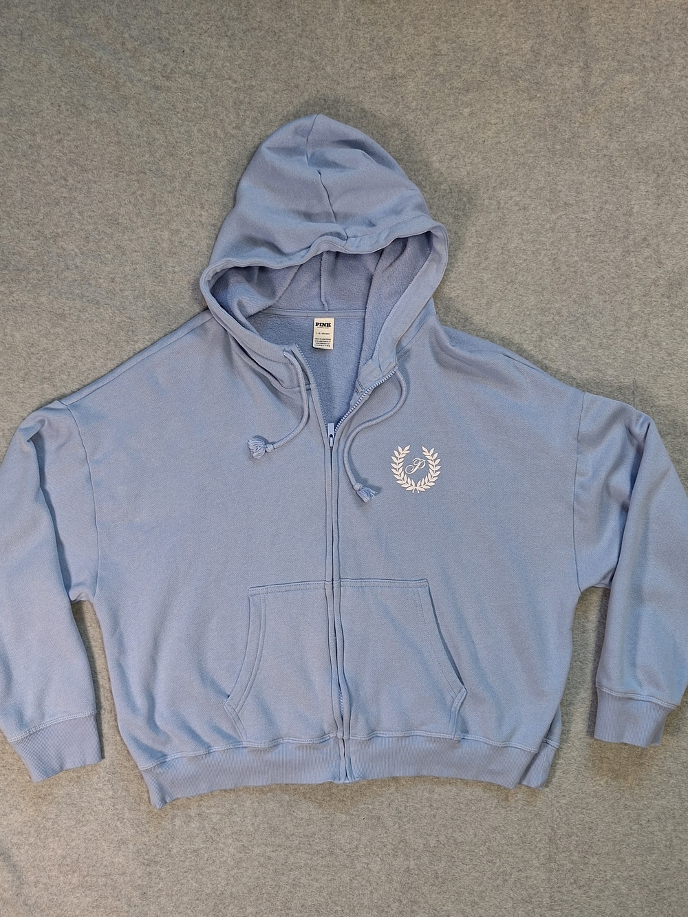 Victoria's PINK Secret Light Blue Full-Zip Hoodie Sweater